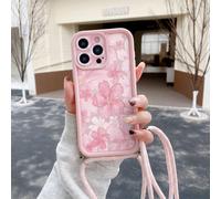 1 pièce Étui de protection pour téléphone épais et antichoc, style de cordon, rose et blanc, motif de fleurs de pêcher peintes à l'huile. Compatible avec iPhone 17/17 Pro/17 Pro Max/17 Air/16/11/16 Pr