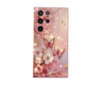 1 pièce Étui de téléphone à motif papillon et fleur rose, antichoc, compatible avec les modèles Android /Galaxy/Infinix/Redmi/OPPO/VIVO/Realme. Cadeau de printemps Galaxy A11,Galaxy S20 FE,Galaxy A31,
