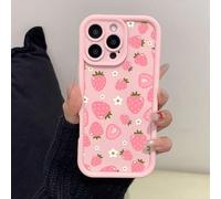 1 pièce Étui de téléphone anti-chute peint aux UV rose fraise mignon et à la mode, compatible avec iPhone 17, 16, 15, 14, 13, S26, S25, S24, Honor 400Lite, 200Pro, Honor A5, X9, X8, X6, 9X, Smart 6/7/