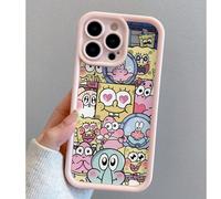 1 pièce Étui de téléphone anti-chute perforé avec motif en forme de cœur rose et motif de Bob l'éponge, compatible avec les modèles S25/S2Ultra et 16/15/14/13/12/11Pro Max/12Pro/14Plus, étanche, antic