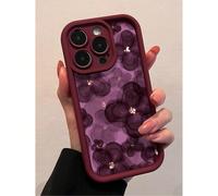 1 pièce Étui de téléphone antichoc à couverture intégrale en TPU avec motif floral tie-dye violet bordeaux, compatible avec iPhone 16, 15, 14, 13, 12, 11 Pro Max, Série, version internationale, pas la