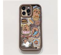 1 pièce Étui de téléphone antichoc à l'aspect sablé brun avec une étiquette de capybara à la mode, antiempreintes digitales, compatible avec iPhone 17/17 Pro/17 Pro Max/Air/16/15/14/13, S25 Ultra/S24