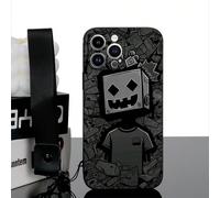 1 pièce Étui de téléphone antichoc avec motif de monstre en TPU noir et 1 pièce Sangle de main avec boucle de mine terrestre noire, compatible avec , téléphones Android, OPPO, 16 Pro Max, A14, A54, A5