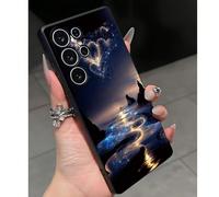 1 pièce Étui de téléphone antichoc et antidérapant avec vue romantique de nuit et cœur bleu de l'océan, compatible avec Galaxy A04e/A05s/A13/A14/A15/A34/A35/A50/A52/A53/A54/S21/S22/S23/S24/S25/S25Ultr