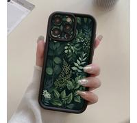 1 pièce Étui de téléphone avec motif de feuilles de mode botanique noire, trou de protection de caméra, couverture noire épaisse et anti-chute compatible avec iPhone 11 Pro Max/12 Pro Max/13 Pro Max/1