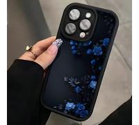 1 pièce Étui de téléphone bleu Rose bleue fleur vintage motif mystérieux Coque de téléphone TPU antichoc et antidérapante compatible avec , étanche, résistante aux chocs et aux rayures Galaxy A70,Gala