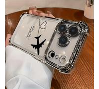1 pièce Étui de téléphone de luxe antichoc à éléments d'avion noirs, avec design d'itinéraire d'avion et de cœur. Compatible avec Apple 6/7/8/X/XS/XR/11/12/13/14/15/16/16E/17/17PM, Galaxy S22/23/24/25