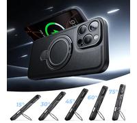 1 pièce Étui de téléphone debout en cuir magnétique noir. Étui de téléphone debout compatible avec iPhone, coque de protection en plastique dur et fine. Étui de téléphone léger et mobile compatible av