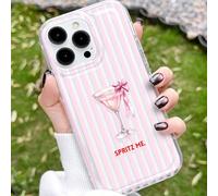 1 pièce Étui de téléphone doux et antidérapant avec motif rafraîchissant de tranches d'orange rayées et de verre à cocktail, compatible avec iPhone 11/12/13/14/15/16 Pro Max, version internationale, p