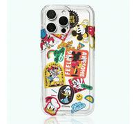 1 pièce Étui de téléphone en gel TPU souple, absorbant les chocs, avec un design créatif de collage d'autocollants de Mickey Mouse de Disney, offrant une protection directionnelle et un coussin d'air