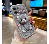 1 pièce Étui de téléphone en peluche noire avec cœur mignon et bord ondulé, protection d'écran, compatible avec 7/8/X/XR/XSMAX/11/12/13/14/15/16/17Promax A14/A15/A16/A17/A04/A05/A06/A07/A54/A55/A56/A5