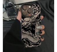 1 pièce Étui de téléphone en silicone blanc et noir avec motif de dragon blanc intricatement conçu. Étui de protection intégrale en silicone antichoc, résistant aux rayures et étanche, compatible avec