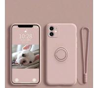 1 pièce Étui de téléphone en silicone liquide de couleur unie avec support anneau en silicone liquide souple et sangle en silicone, doublure en velours, compatible avec iPhone 16/16PM, A14/A54/S24. Ve