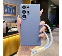 1 pièce Étui de téléphone en silicone liquide de couleur unie + sangle de poignet tressée compatible avec la série Android [Version internationale non locale] S22/23/24/S25+UA04/A05/A14/A15/A24/A25/A3
