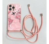 1 pièce Étui de téléphone en TPU à bord droit avec motif de corde diagonale et carte rose, compatible avec les séries 16, 15, 14, 13, 12, 11 Pro Max/ Redmi/OPPO/Realme/Infinix, anti-chute, portable IP