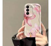1 pièce Étui de téléphone en TPU blanc crème doux avec bordure ondulée et bou fleurs roses, compatible avec Samsung A14/A15/A16/A17/A04/A05/A06/A07/A54/A55/A56/A57/A34/A35A/36/A37/S26/S26Plus/S2