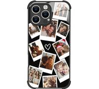 1 pièce Étui de téléphone en TPU noir haute définition à couverture intégrale avec trous de précision, personnalisé avec photo de couple/parent-enfant/animal de compagnie, compatible avec iPhone 11/12