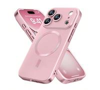 1 pièce Étui de téléphone magnétique de base en alliage rose. Étui de téléphone magnétique métallique doux avec protection intégrée pour l'objectif. Compatible avec iPhone 17e, 17, 17 Air, 17 Pro, 17 