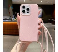 1 pièce Étui de téléphone minimaliste rose et blanc avec corde IMD et paillettes, étui de téléphone épais en TPU rose de luxe discret, résistant aux chocs et aux chutes, compatible avec Apple/Redmi/In