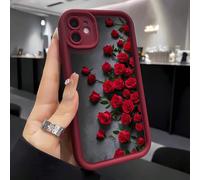 1 pièce Étui de téléphone mode fleur noire élément de luxe, rose rouge sur fond de ciment noir, personnalisé et élégant, compatible avec Samsung/Galaxy/Honor, étui premium, housse de protection antich