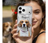 1 pièce Étui de téléphone personnalisé avec photo et nom d'animal de compagnie mignon, transparent anti-chute avec protection complète compatible avec Samsung A13/A21s, compatible avec XR/11/14, 2025p