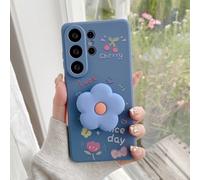 1 pièce Étui de téléphone pliable à fleurs, décor visage souriant, coque de téléphone en silicone liquide compatible avec Samsung Galaxy S22/S23/S24/S25+, Apple 11/12/13/14/15/16/17 Pro Max [Version i