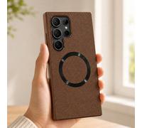 1 pièce Étui de téléphone portable ultra-fin anti-chute avec texture de tissu rétro, étui de smartphone compatible avec la charge sans fil, compatible avec S26 Ultra/S25 Ultra/S24 Ultra/S23 Ultra/S22 