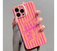 1 pièce Étui de téléphone rigide brillant et perforé avec motif de sardine rayé minimaliste et de dessin animé. Convient pour iPhone 11/12/13/14/15/16 Pro Max, étanche, antichoc, résistant aux rayures