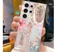 1 pièce Étui de téléphone souple avec design croix d'ange et floral, compatible avec Huawei Honor, Redmi, Galaxy A04e/12/A13/A14/A34/A50/A52/A53/A54/S21/S22/S23/S24/S25/S25Ultra, 6A/7A/8A, 12T/13T, ve
