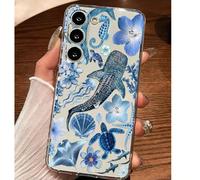 1 pièce Étui de téléphone souple avec éléments de l'océan bleu : baleine, raie manta, méduse, tortue. Compatible avec iPhone, Honor, Redmi, Galaxy A04e/12/A13/A14/A34/A50/A52/A53/A54/S21/S22/S23/S24/S