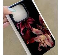 1 pièce Étui de téléphone TPU texturé mat avec éléments floraux à la mode, motif de fleur de lys bordeaux, protection intégrale antichoc et à la mode, compatible avec Apple 11 12 13 14 15 16 17 Pro Ma
