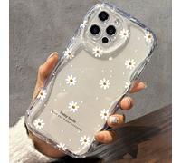 1 pièce Étui de téléphone transparent 3D à vague pleine couverture, anti-chute, résistant aux rayures, compatible avec Samsung/Spark/Infinix/OPPO, avec un motif de marguerite blanche, de tournesol mig