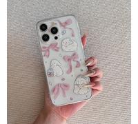 1 pièce Étui de téléphone transparent en TPU avec design mignon de lapin rose blanc et nœud, avec trou de protection de caméra séparé. Design lapin et nœud simple et mignon compatible avec Apple 7/8/7