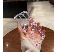 1 pièce Étui de téléphone transparent en TPU résistant aux chocs avec fleur de pêcher minimaliste rose, compatible avec Apple 16 Pro Max, 11, 15 Pro Max, 14 Pro Max, et Galaxy, Honor X6A, X7B, X8B, Ho