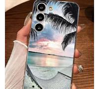 1 pièce Étui de téléphone transparent et doux avec motif d'arbre de noix de coco de vacances d'été à l'océan, compatible avec Huawei Honor, Galaxy A04e/12/A13/A14/A34/A50/A52/A53/A54/S21/S22/S23/S24/S
