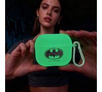1 pièce Étui lumineux pour AirPods DC Batman, Couvercles, Étui de protection en TPU doux et translucide givré, Impression classique du signal de la chauve-souris avec un mousqueton, Lumineux dans le n