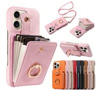 1 pièce Étui multi-cartes à texture de litchi, porte-cartes accordéon, support, protection anti-chute et anti-vol, compatible avec iPhone 17 Pro Max/17 Pro/AIR/17/17e/16 Pro Max/16/15/14/13/12/11 et A