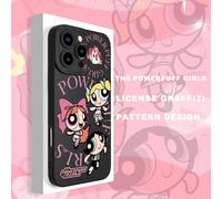 1 pièce Étui noir minimaliste avec motif graffiti sous licence Les Supers Nanas | Design d'œil d'ange et prise antidérapante | Style classique fin et durable | Compatible avec iPhone 17/17 Pro/17 Air/