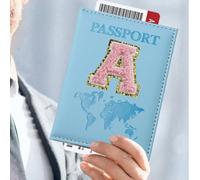 1 pièce Étui pour passeport avec lettre de l'alphabet, Couverture de passeport motif carte, Portefeuille de passeport rose, Porte-passeport pour voyage d'affaires L,M,S,A,K,B,C,D,E,F,N,J,G,H,I,O,P,Q,R