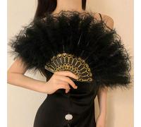 1 pièce Éventail pliant rétro des années 20 à plumes, éventail à main pour costume, performance de danse, cérémonie du thé, décoration de mariage Taille Unique,Modèle amélioréABS