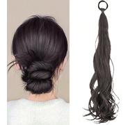 1 pièce Extension de cheveux synthétiques pour queue de cheval à enrouler, d'environ 20 pouces. Chignon avec nœud papillon élastique bou t en désordre, approprié pour un usage quotidien pour les f
