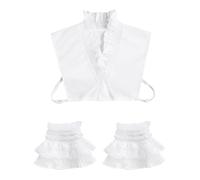 1 Pièce Faux Col Blanc Et 1 Paire De Fausses Manches, Col Chemisier Pour Femme, Faux Col Élé, Accessoires Décoratifs Pour Vêtements
