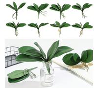 1 pièce Feuille artificielle de phalaenopsis, feuille décorative de fleurs, décoration pour la maison, feuilles d'orchidée 1,2,3,4,5,6,7,8Polyuréthane