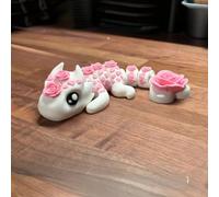 1 pièce Figurine de dragon cœur de rose mobile - Design de joint flexible à gros yeux, décoration motif cœur de rose et dragon, ornement de bureau en plastique, convient pour la Saint-Valentin, Pâques