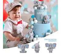 1 pièce Figurine de gâteau de bébé éléphant pour décoration de gâteau de baby shower d'éléphant, décoration de fête d'anniversaire 2e et 1re année pour enfants, garçon ou fille, révélation de sexe Tai
