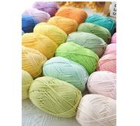 1 pièce Fil à tricoter en laine de lait 5 plis, convient pour le tricot DIY de sacs, écharpes, chapeaux, pulls, poupées, 50g/pièce (emballage aléatoire) 20 bleu ciel,30 pièces d'argent,28 bleu marine,