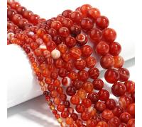 1 pièce Fil de perles d'agate rayée rouge naturelle, 4/6/8/10/12 mm perles lâches faites main , convient pour bracelets, colliers, bijoux, chaînes de téléphone, porte-clés 6mm,8mm,10mm,12mm,4mmpierre