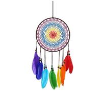 1 Pièce Filet De Rêve Coloré, Pendentif Coloré en Plumes, Pendentif Attrape-Rêves Au Crochet, Décoration De Filet De Rêve De Chambre À Coucher, Pendentif Coloré