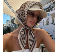 1 pièce Foulard satin imprimé léopard bohème de 70 cm, foulard/bandana style cachemire, convient pour les fêtes, les vacances, les tenues quotidiennes avec des lunettes de mode, des bracelets, des bou