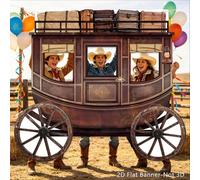 1 pièce Grand fond photo et bannière de diligence occidentale, convient pour les jeux de rôle, la décoration de fête de l'arène de cowboy du Far West, avec découpe en forme de diligence, convient pour
